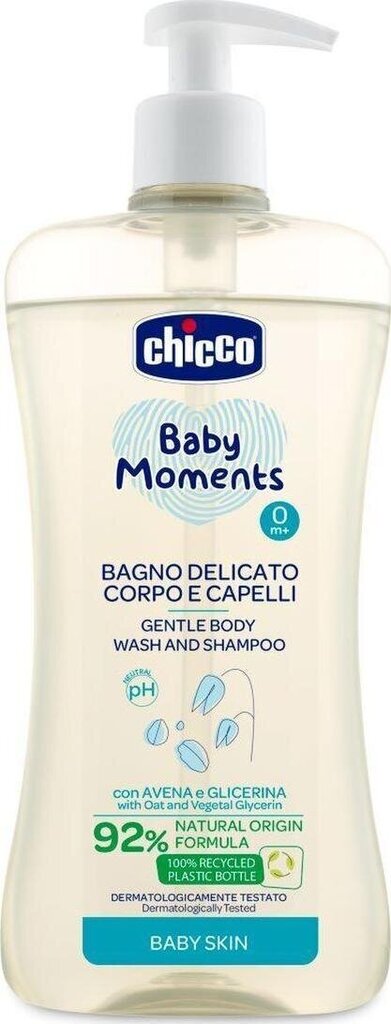 Laste šampoon kehale ja juustele Chicco Gentle Body Wash and Shampoo, 500ml цена и информация | Laste ja ema kosmeetika | hansapost.ee