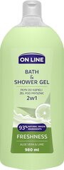 Kreemjas dušigeel ja vannivaht On Line 2in1 Daily care AloeVera&Lime, 980 ml цена и информация | Масла, гели для душа | hansapost.ee