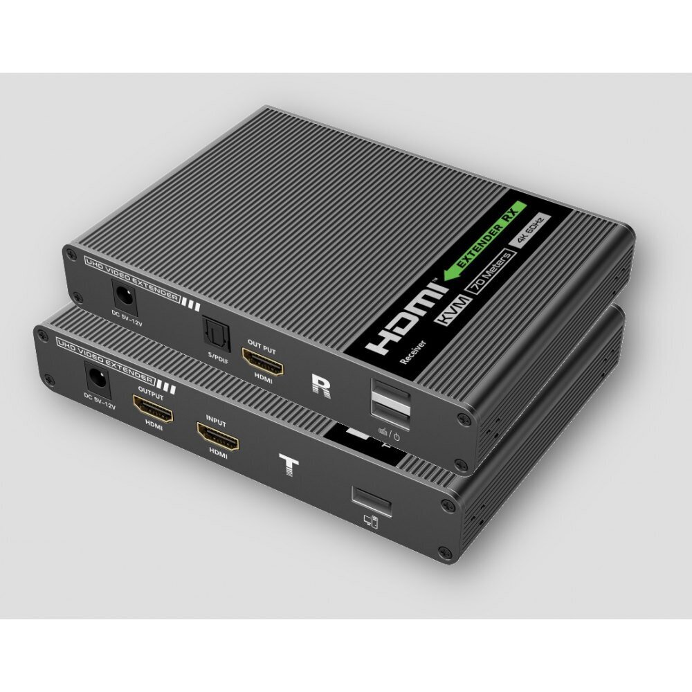 KVM HDMI tehniline pikendus HDMI/USB Cat6A/7 kuni 70 m, 4K*60Hz hind ja info | USB adapterid ja jagajad | hansapost.ee