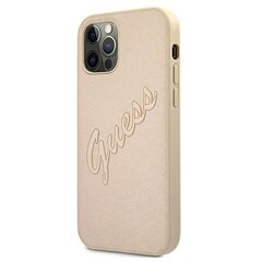 Guess GUHCP12LRSAVSLG iPhone 12 Pro Max 6.7" gold|gold hardcase Saffiano Vintage Script цена и информация | Чехлы для телефонов | hansapost.ee