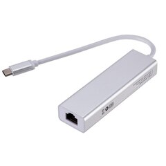 Roger AD15642 USB-C Hub - Jagaja 3 x USB 3.0 / RJ45, Hõbedane hind ja info | USB adapterid ja jagajad | hansapost.ee