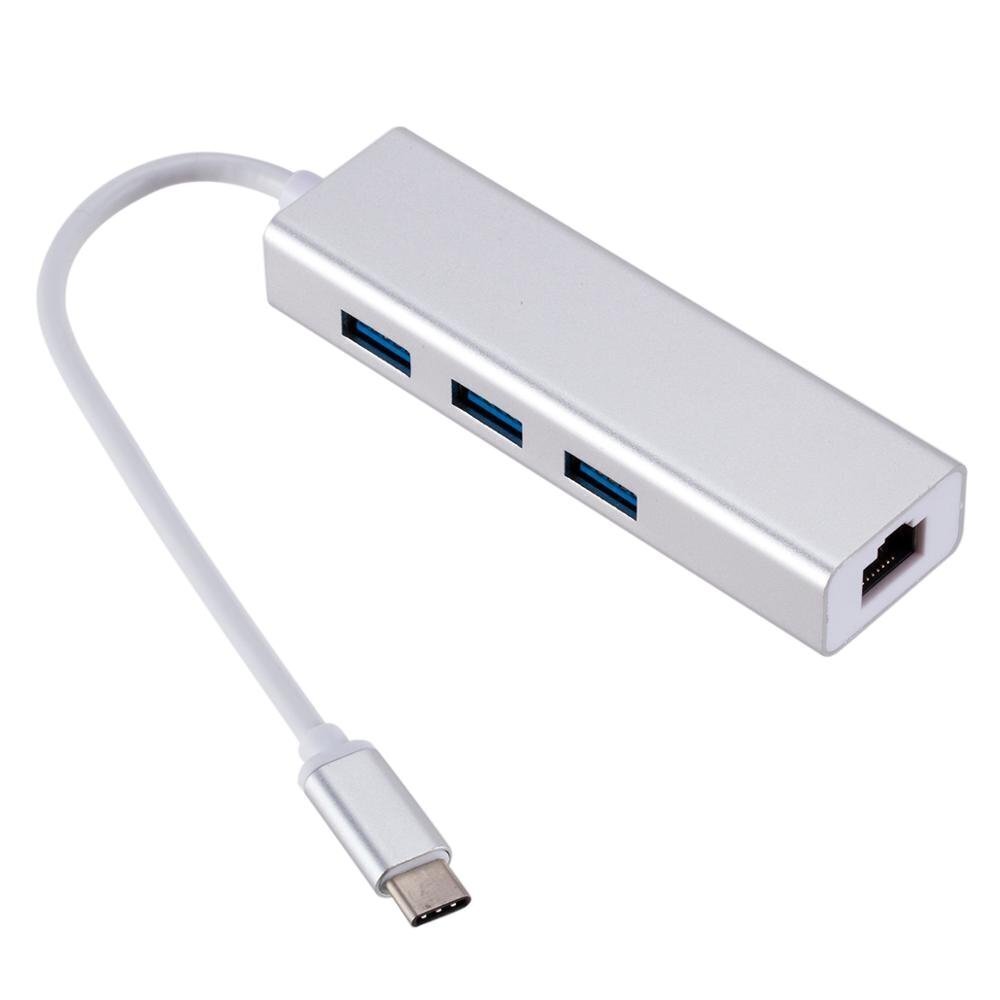 Roger AD15642 USB-C Hub - Jagaja 3 x USB 3.0 / RJ45, Hõbedane hind ja info | USB adapterid ja jagajad | hansapost.ee