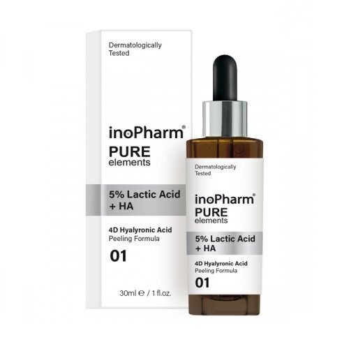 Õrn näokoorija 5% piimhappe ja hüaluroonhappega Inopharm Pure, 30ml hind ja info | Näopuhastusvahendid | hansapost.ee