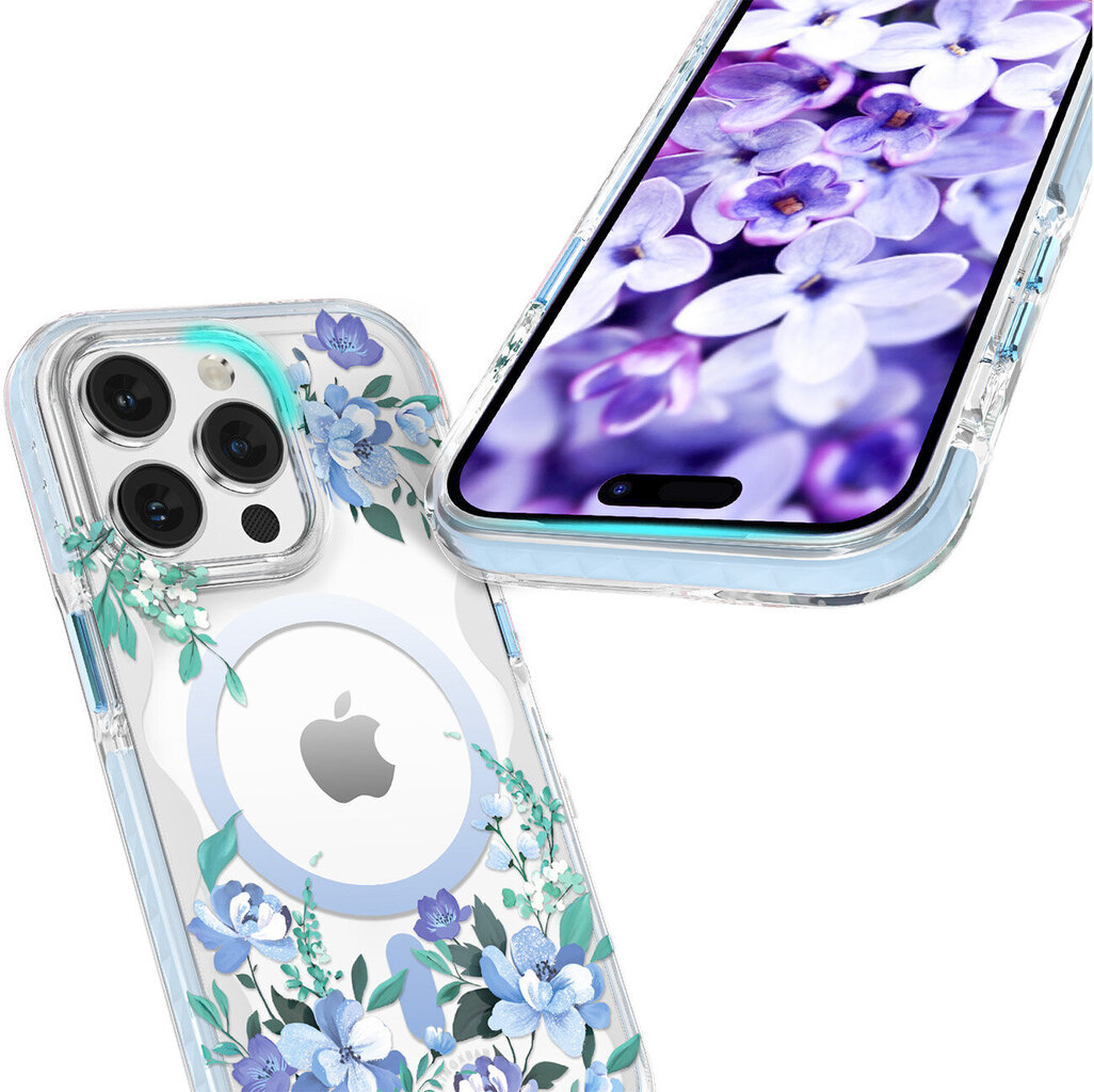 Kingxbar Flora Series iPhone 14 Plus MagSafe, sinine цена и информация | Telefonide kaitsekaaned ja -ümbrised | hansapost.ee