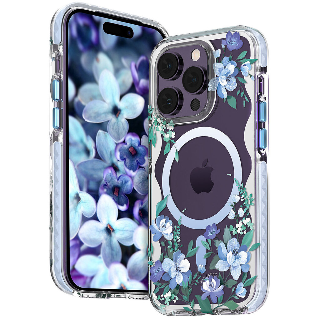 Kingxbar Flora Series iPhone 14 Pro MagSafe, sinine цена и информация | Telefonide kaitsekaaned ja -ümbrised | hansapost.ee