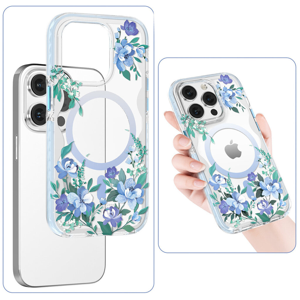 Kingxbar Flora Series iPhone 14 Pro MagSafe, sinine цена и информация | Telefonide kaitsekaaned ja -ümbrised | hansapost.ee