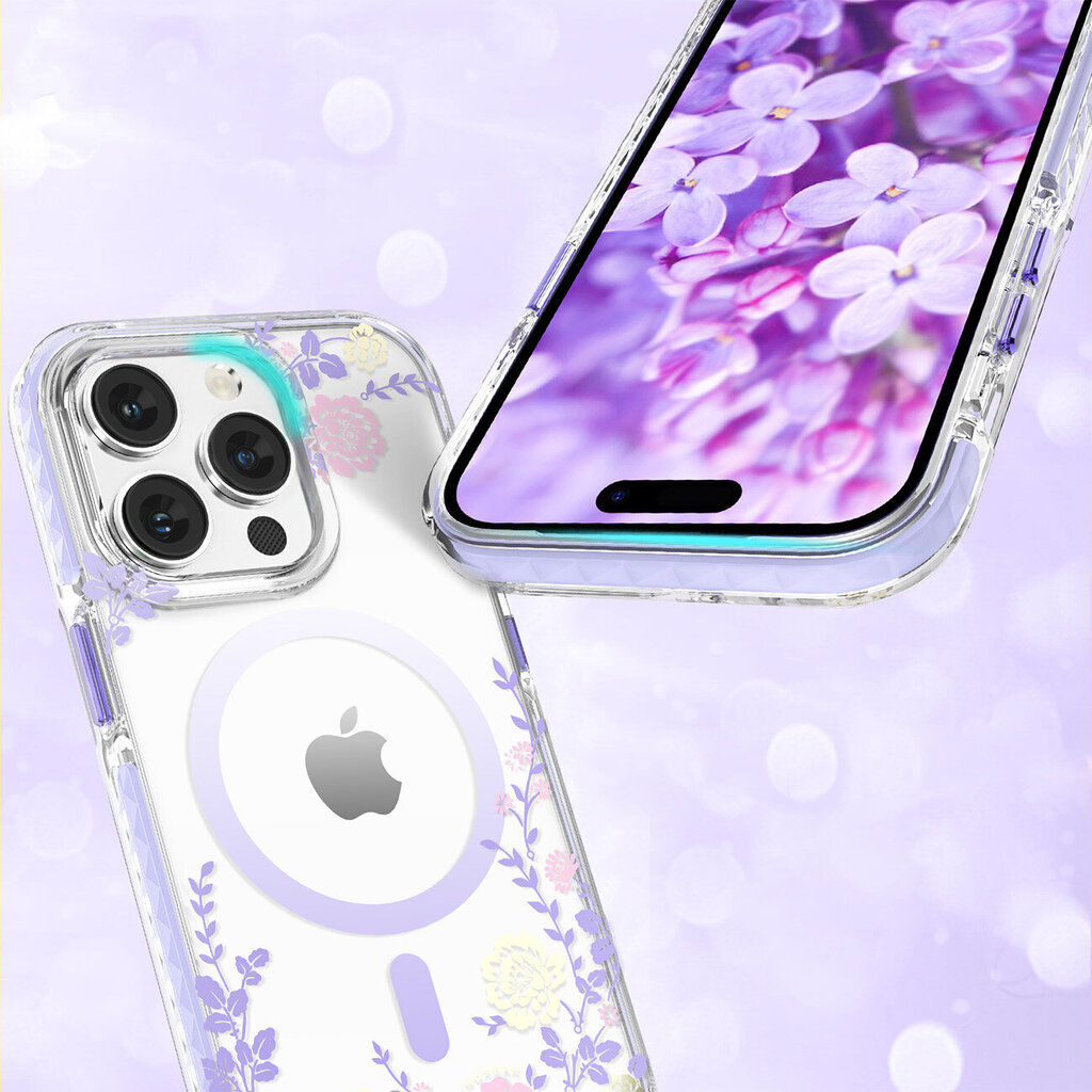 Kingxbar Flora Series iPhone 14 MagSafe, lilla цена и информация | Telefonide kaitsekaaned ja -ümbrised | hansapost.ee