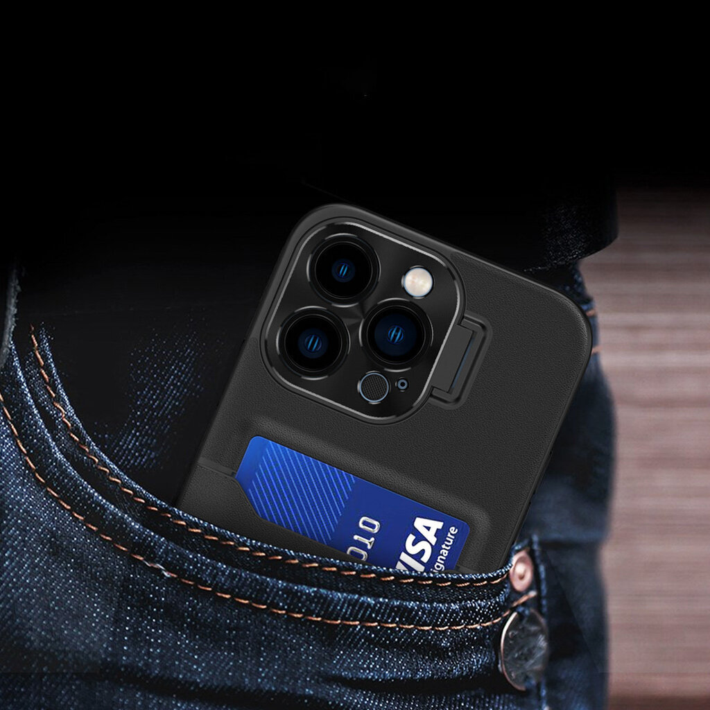 Leather Stand iPhone 14 Pro Max, must hind ja info | Telefonide kaitsekaaned ja -ümbrised | hansapost.ee