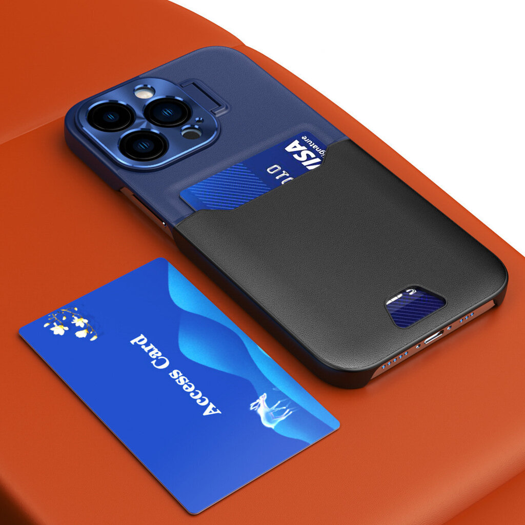 Leather Stand iPhone 14 Pro Max, sinine цена и информация | Telefonide kaitsekaaned ja -ümbrised | hansapost.ee