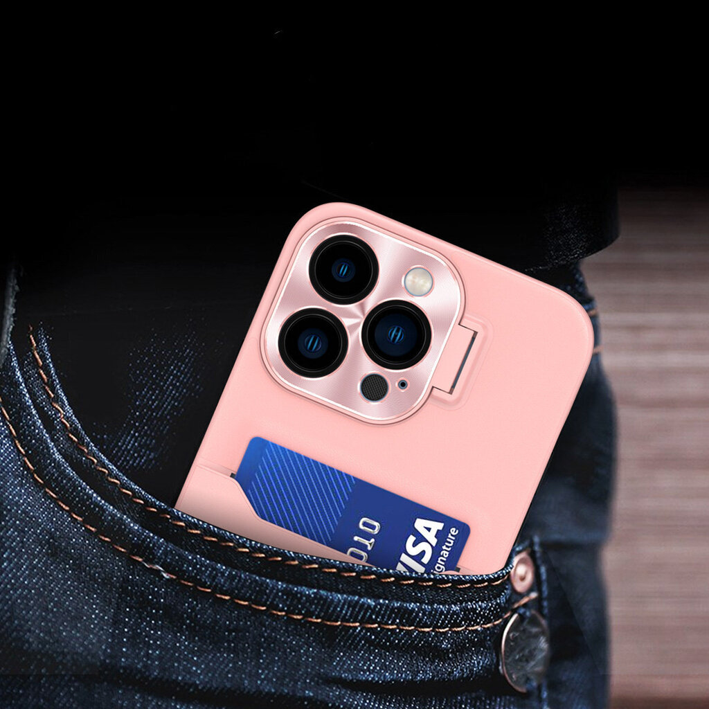 Leather Stand iPhone 14 Plus, roosa цена и информация | Telefonide kaitsekaaned ja -ümbrised | hansapost.ee