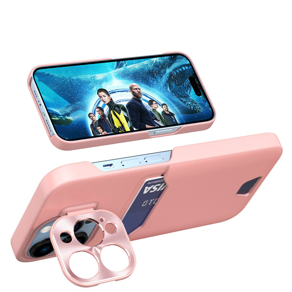 Leather Stand iPhone 14, roosa цена и информация | Telefonide kaitsekaaned ja -ümbrised | hansapost.ee