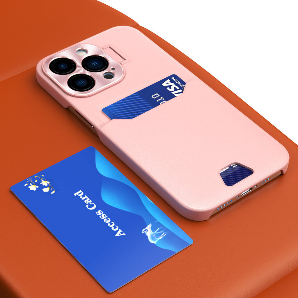 Leather Stand iPhone 14, roosa цена и информация | Telefonide kaitsekaaned ja -ümbrised | hansapost.ee