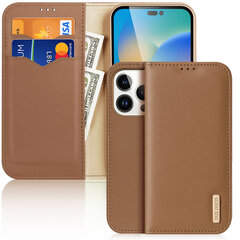 Telefoniümbris Dux Ducis Hivo Leather Flip Cover Genuine Leather Wallet for Cards and Documents iPhone 14 Pro, pruun hind ja info | Telefonide kaitsekaaned ja -ümbrised | hansapost.ee