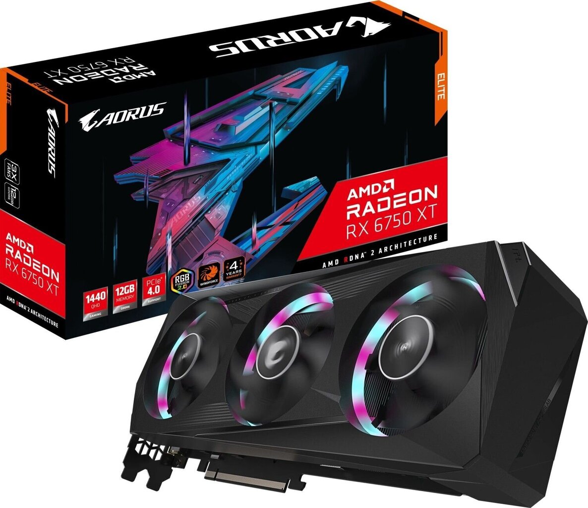 Gigabyte AORUS Radeon RX 6750 XT Elite 12G (GV-R675XTAORUS E-12GD) hind ja info | Videokaardid | hansapost.ee