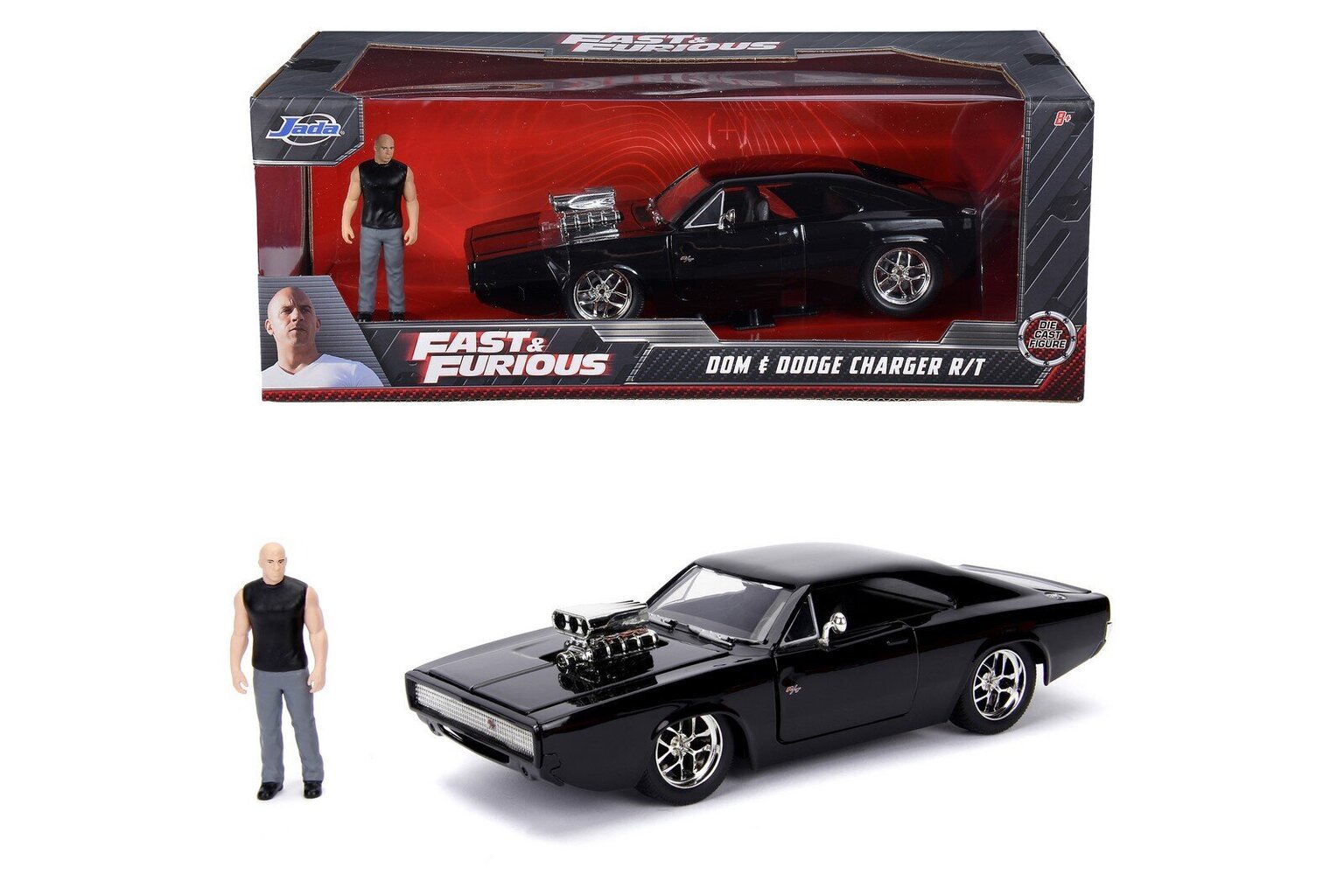 Metallauto Jada Fast and Furious Dodge Charger Street ja Dominic Toretto figuur 1:24 hind ja info | Mänguasjad poistele | hansapost.ee