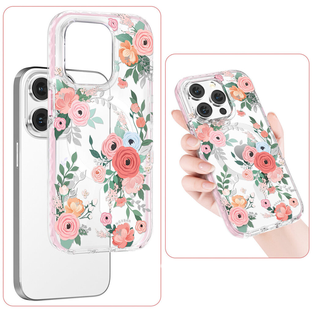 Kingxbar Flora Series iPhone 14 Plus MagSafe, roosa цена и информация | Telefonide kaitsekaaned ja -ümbrised | hansapost.ee