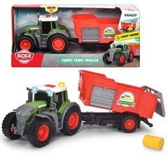 Трактор с прицепом для тюков сена DICKIE Farm Fendt, 26 см цена и информация | Игрушки для мальчиков | hansapost.ee