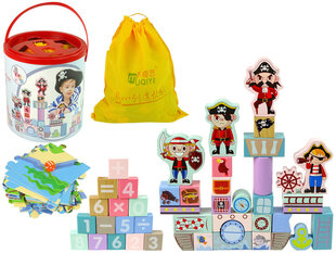 Puidust klotside komplekt Lean Toys, 46 tk цена и информация | Игрушки для девочек | hansapost.ee