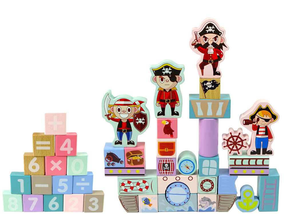 Puidust klotside komplekt Lean Toys, 46 tk hind ja info | Mänguasjad tüdrukutele | hansapost.ee