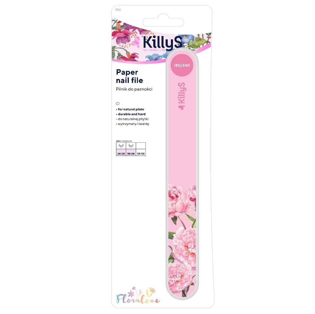 Viil Killys Floralove Paper Nail File, roosa, 180/240 цена и информация | Maniküüri ja pediküüri tarvikud | hansapost.ee
