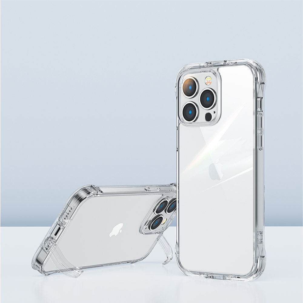 Telefoniümbris Joyroom Defender Series Case Cover for iPhone 14 Plus Armored Hook Cover Stand Clear (JR-14H3), läbipaistev hind ja info | Telefonide kaitsekaaned ja -ümbrised | hansapost.ee