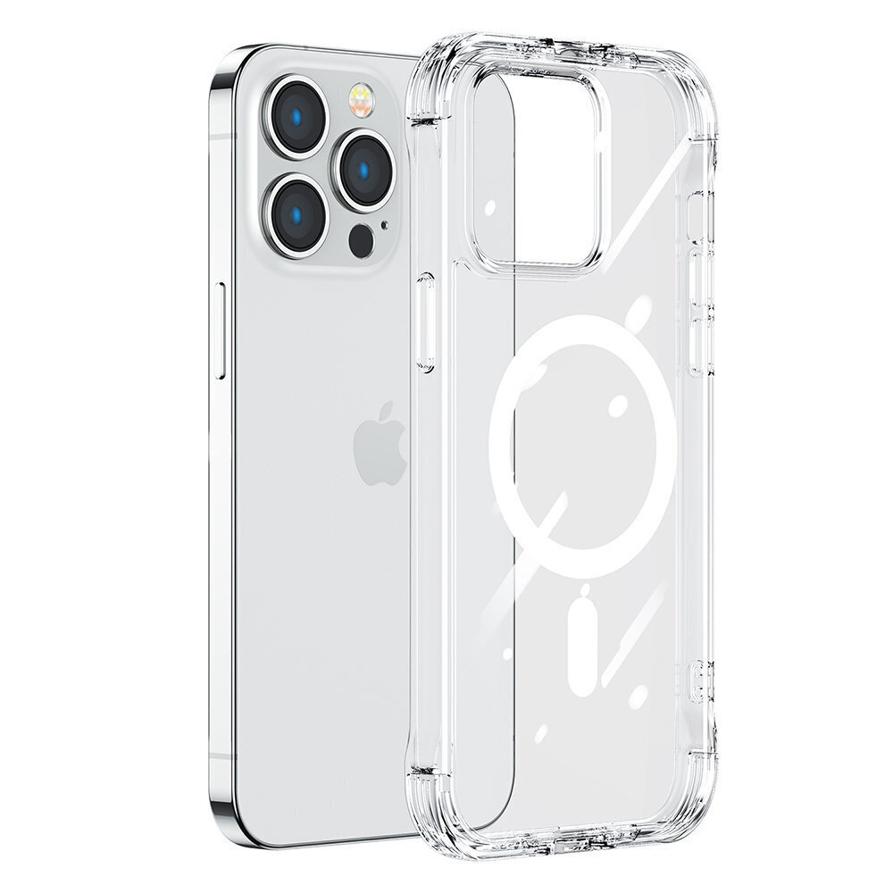 Telefoniümbris Joyroom Magnetic Defender Magnetic Case for iPhone 14 Pro Armored Case with Hooks Stand Clear (MagSafe Compatible), läbipaistev hind ja info | Telefonide kaitsekaaned ja -ümbrised | hansapost.ee