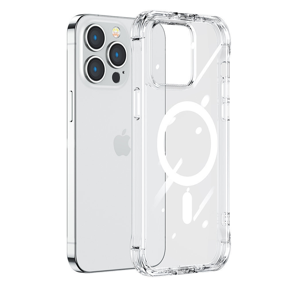 Telefoniümbris Joyroom Magnetic Defender Magnetic Case for iPhone 14 Pro Armored Case with Hooks Stand Clear (MagSafe Compatible), läbipaistev цена и информация | Telefonide kaitsekaaned ja -ümbrised | hansapost.ee