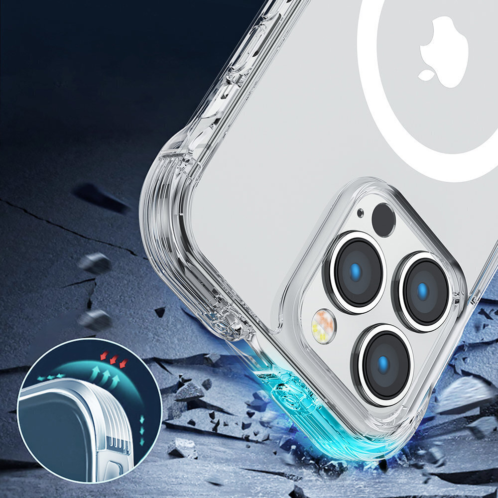 Telefoniümbris Joyroom Magnetic Defender Magnetic Case for iPhone 14 Pro Armored Case with Hooks Stand Clear (MagSafe Compatible), läbipaistev цена и информация | Telefonide kaitsekaaned ja -ümbrised | hansapost.ee