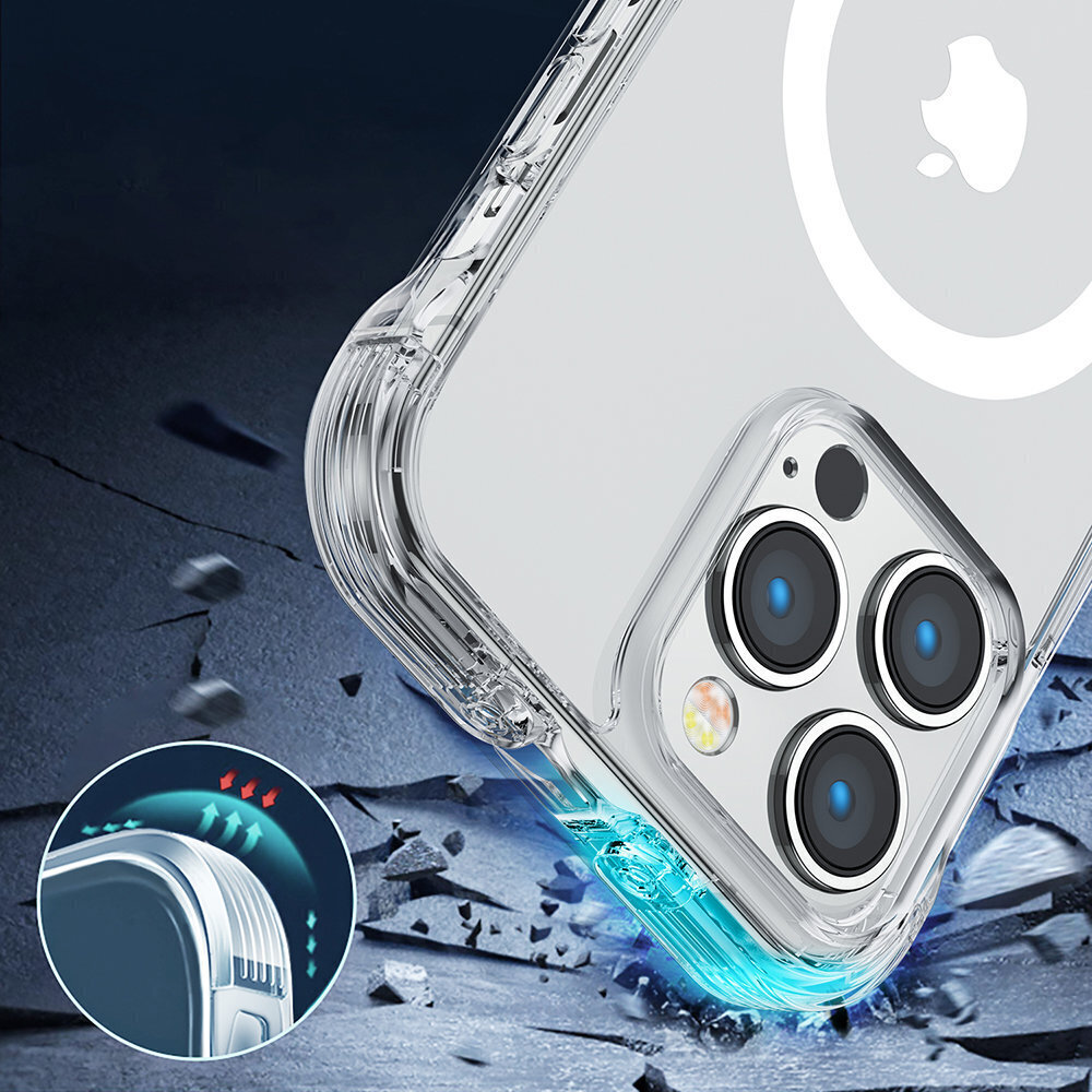 Telefoniümbris Joyroom Magnetic Defender Magnetic Case for iPhone 14 Pro Armored Case with Hooks Stand Clear (MagSafe Compatible), läbipaistev hind ja info | Telefonide kaitsekaaned ja -ümbrised | hansapost.ee