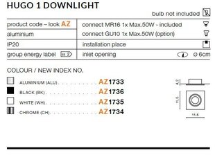 Azzardo süvistatav valgusti AZ1734 Hugo 1 hind ja info | Süvistatavad LED valgustid | hansapost.ee