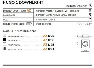Azzardo встраиваемый светильник AZ1735 Hugo 1 цена и информация | Монтируемые светильники, светодиодные панели | hansapost.ee