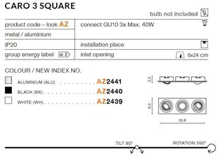 Sisseehitatud valgusti Azzardo Caro 3 Square AZ2440 hind ja info | Süvistatavad LED valgustid | hansapost.ee