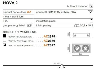 Sisseehitatud valgusti Azzardo Nova 2 Black hind ja info | Süvistatavad LED valgustid | hansapost.ee