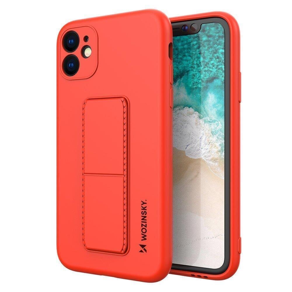 Telefoniümbris Wozinsky Kickstand Case Silicone Stand Cover for Samsung Galaxy A22 5G, punane hind ja info | Telefonide kaitsekaaned ja -ümbrised | hansapost.ee