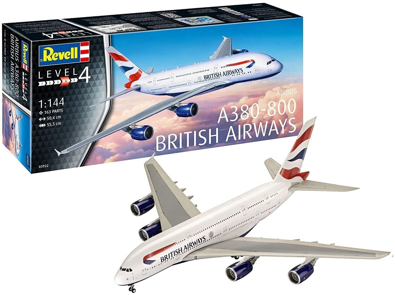 Revell - A380-800 British Airways, 1/144, 03922 цена и информация | Klotsid ja konstruktorid | hansapost.ee