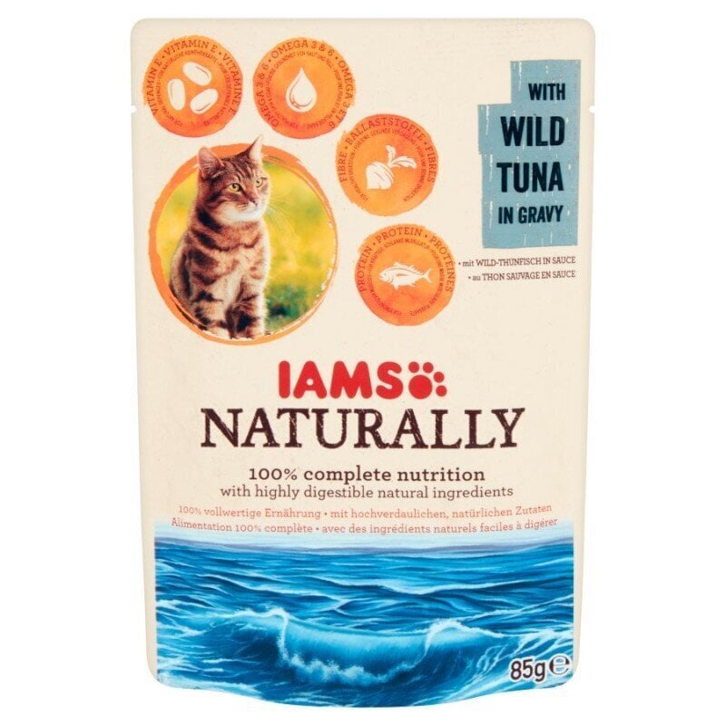 Konserv kassidele metsik tuunikala kastmes Iams Naturally Adult, 85 g hind ja info | Kassikonservid | hansapost.ee