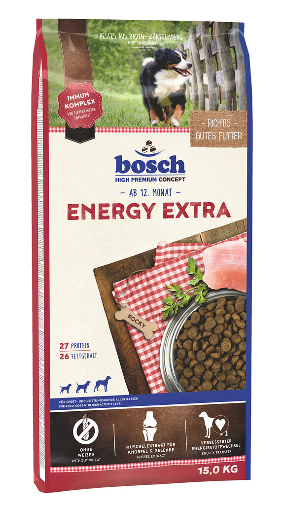 Bosch Petfood Energy Extra (High Premium) 15 kg цена и информация | Koerte kuivtoit ja krõbinad | hansapost.ee