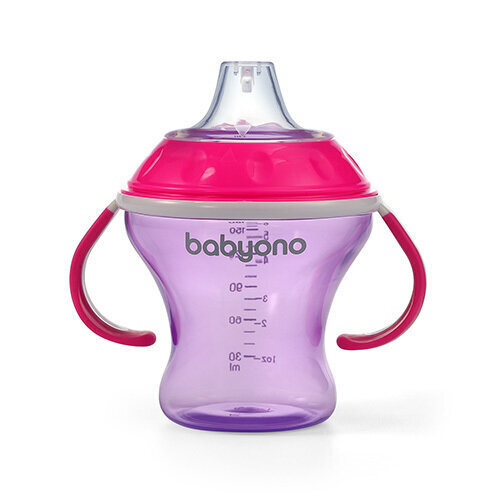 BabyOno mittelekkiv tass koos pehme tilaga Natural Nursing 1456/02, roosa, 180 ml hind ja info | Lutipudelid ja tarvikud | hansapost.ee
