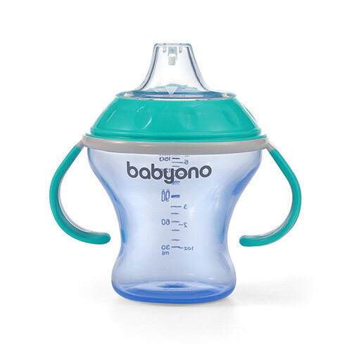 BabyOno mittelekkiv tass koos pehme tilaga Natural Nursing 1456/01, sinine, 180 ml цена и информация | Lutipudelid ja tarvikud | hansapost.ee