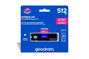 GoodRam SSDPR-PX500-512-80-G2 512GB M.2 PCIe NVMe PX500 G2 цена и информация | Внутренние жёсткие диски (HDD, SSD, Hybrid) | hansapost.ee