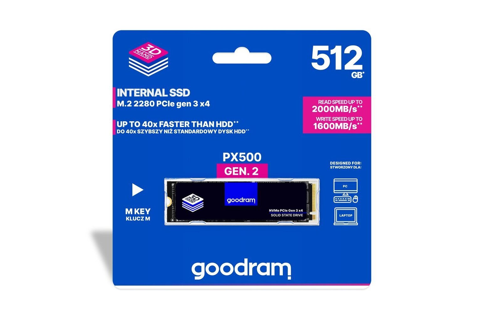 GoodRam SSDPR-PX500-512-80-G2 512GB M.2 PCIe NVMe PX500 G2 hind ja info | Sisemised kõvakettad | hansapost.ee