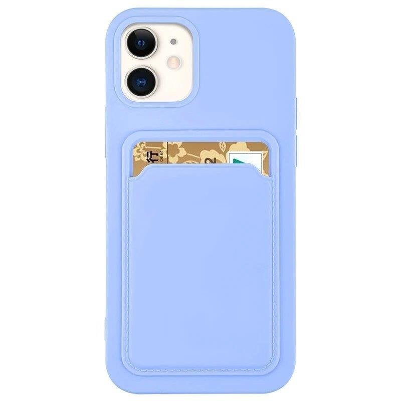 Telefoniümbris Card Case Silicone Wallet Case with Card Slot Documents for Samsung Galaxy A12, lilla цена и информация | Telefonide kaitsekaaned ja -ümbrised | hansapost.ee