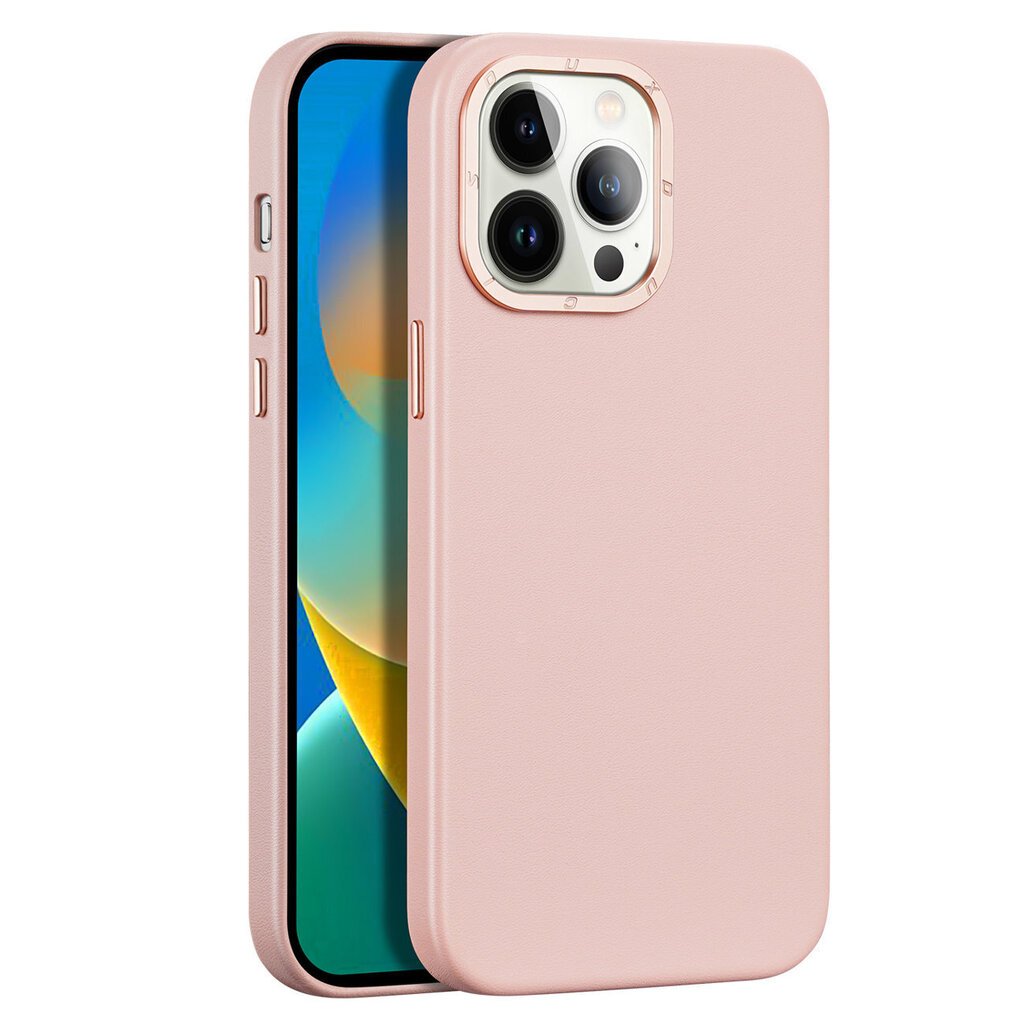 Telefoniümbris Dux Ducis Grit Leather Case for iPhone 14 Pro Elegant Faux Leather Cover (MagSafe Compatible), roosa hind ja info | Telefonide kaitsekaaned ja -ümbrised | hansapost.ee