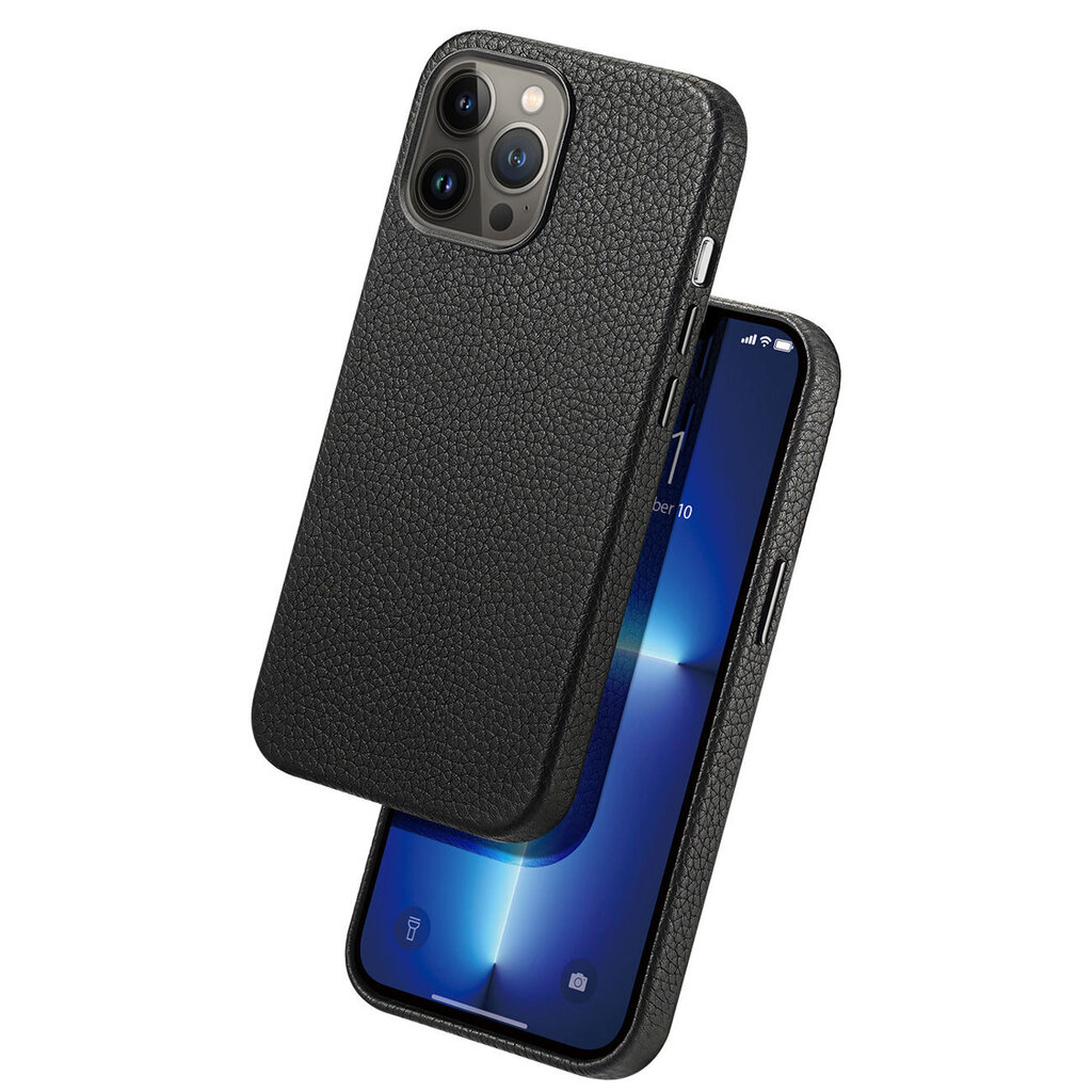 Telefoniümbris Dux Ducis Roma leather case for iPhone 13 Pro Max elegant genuine leather black case, must hind ja info | Telefonide kaitsekaaned ja -ümbrised | hansapost.ee
