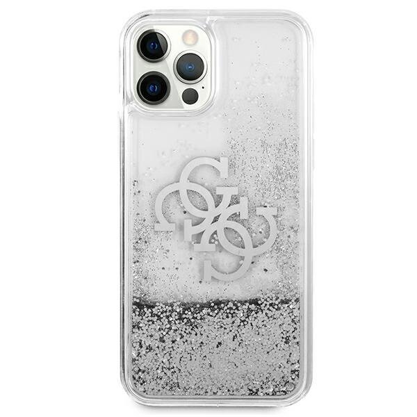 Telefoniümbris Guess iPhone 12 Pro Max 6,7" srebrny/silver hardcase 4G Big Liquid Glitter, hõbe hind ja info | Telefonide kaitsekaaned ja -ümbrised | hansapost.ee