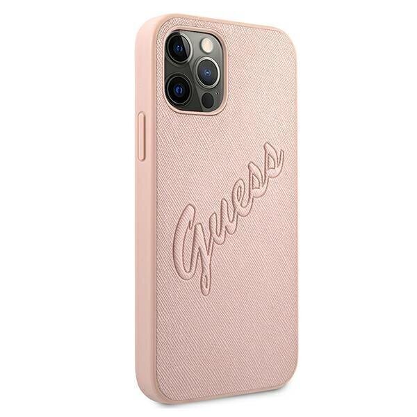 Guess GUHCP12LRSAVSRG iPhone 12 Pro Max 6,7" różowy/pink hardcase Saffiano Vintage Script hind ja info | Telefonide kaitsekaaned ja -ümbrised | hansapost.ee