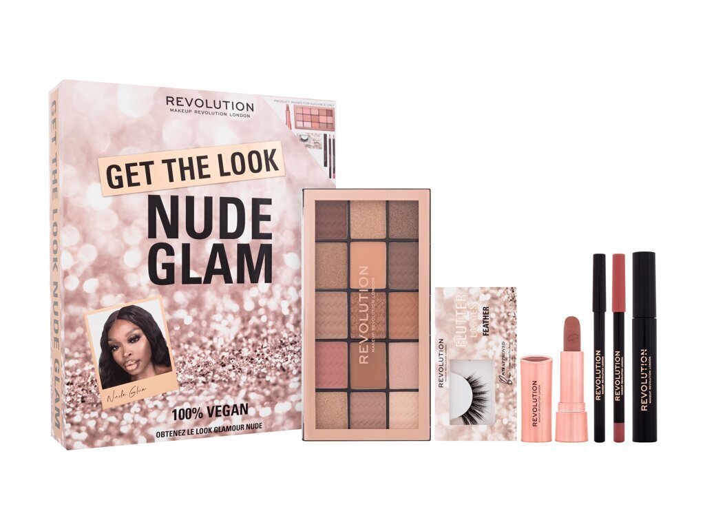 Meigikomplekt Makeup Revolution London Nude Glam, 16,5 g цена и информация | Lauvärvid, ripsmetušid ja silmapliiatsid | hansapost.ee