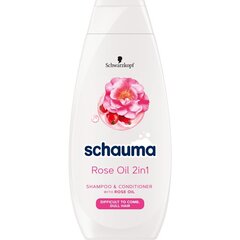 Šampoon palsamiga normaalsetele juustele Schauma Rose Oil 2in1 Shampoo and Conditioner, 400ml hind ja info | Šampoonid | hansapost.ee