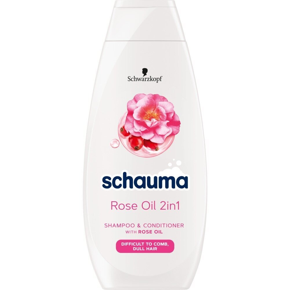 Šampoon palsamiga normaalsetele juustele Schauma Rose Oil 2in1 Shampoo and Conditioner, 400ml цена и информация | Šampoonid | hansapost.ee