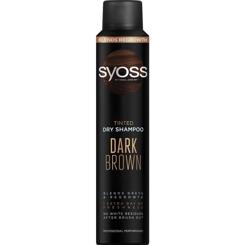 Kuivšampoon tumepruunidele juustele syoss Tinted Dry Shampoo Dark Brown, 200ml hind ja info | Šampoonid | hansapost.ee